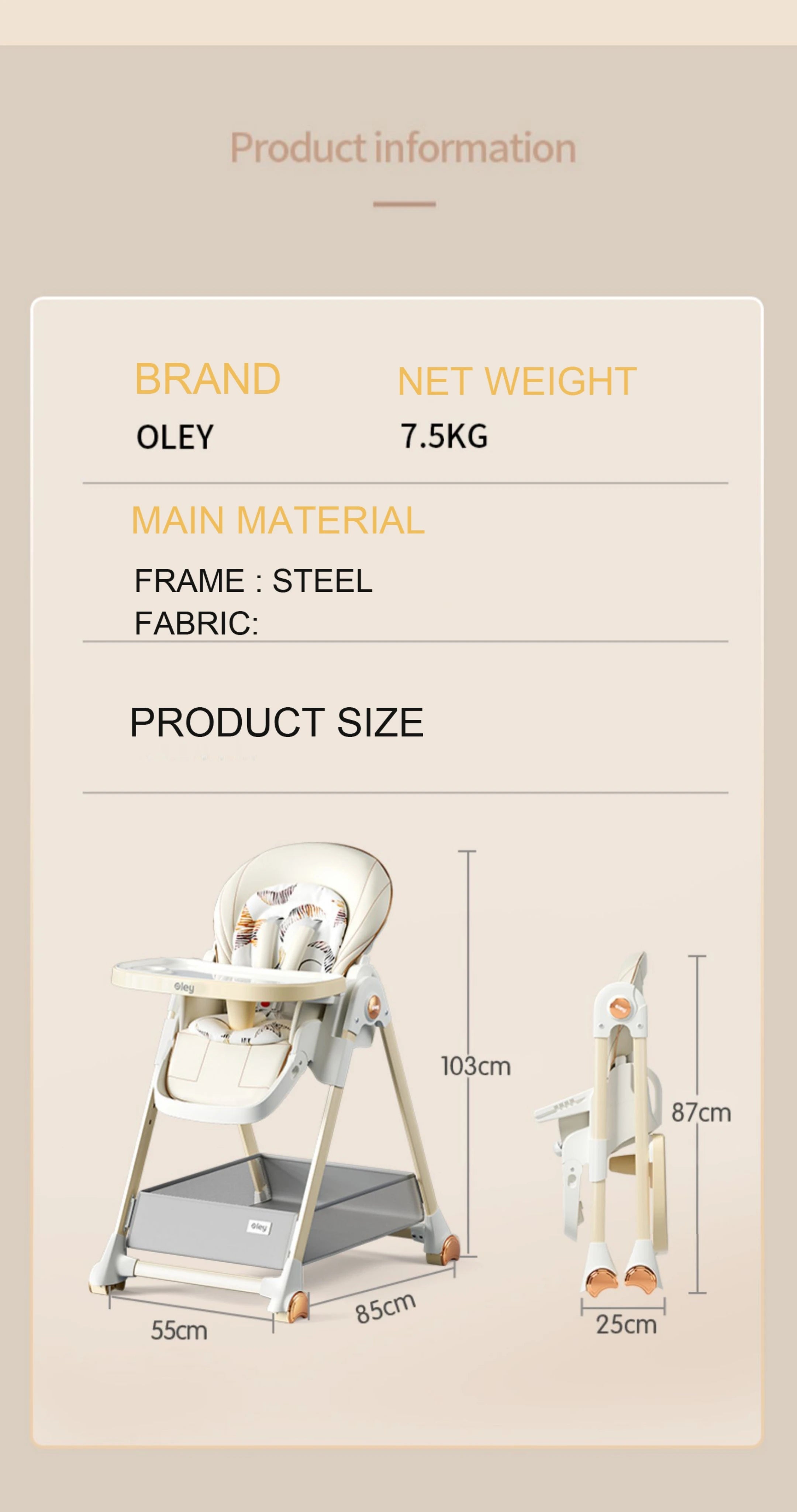Happy Seat - Premium Reclining Baby High Chair