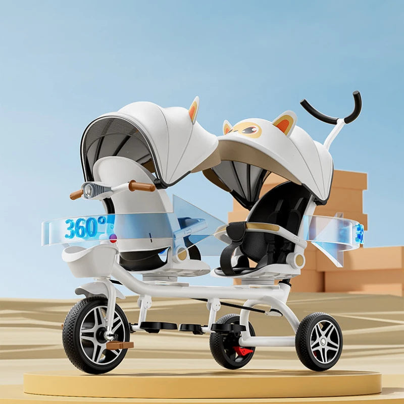 TwinVoyager Tricycle Stroller
