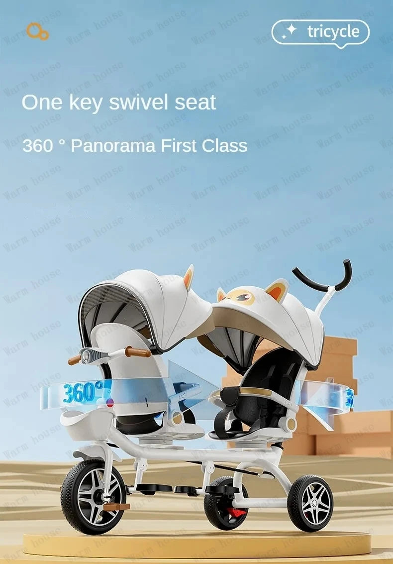 TwinVoyager Tricycle Stroller
