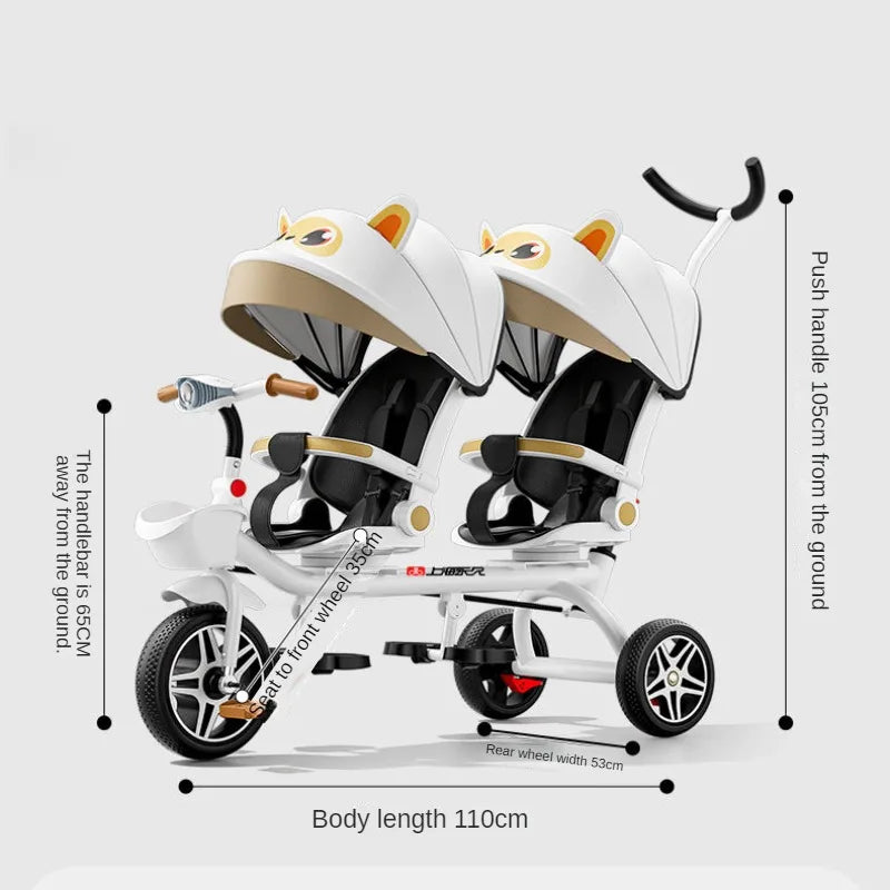 TwinVoyager Tricycle Stroller